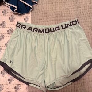 Under Armour Mint Green Women's Athletic Shorts with Gray Trim